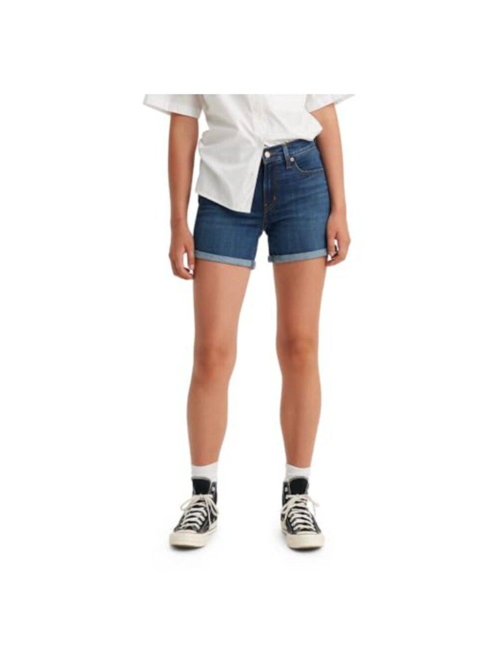 Mid Rise Denim Jean Shorts Slim Fit 4.5 Inch Inseam Summer